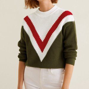 Mango tricolor cotton sweater, medium